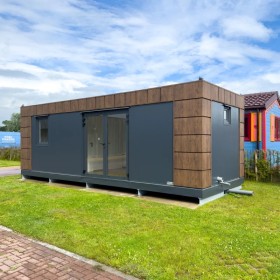 Apartamento de 8 x 3 metros, modelo Berlín, con cuarto de baño y cocina.